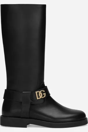 Dolce & Gabbana Stivale In Pelle Di Vitello Con Logo Dg - Donna Scarpe (24-38) 35