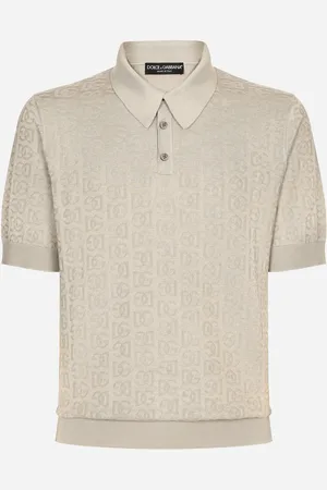 Dolce & Gabbana Maglia Polo In Seta Jacquard Logo Dg - Uomo Maglieria 44