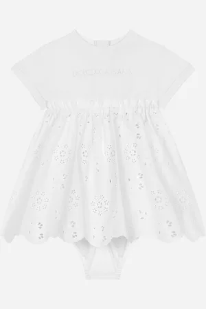 Dolce & Gabbana Abito In Jersey E Popeline Con Logo - Donna Abiti Bianco 3/6 Months