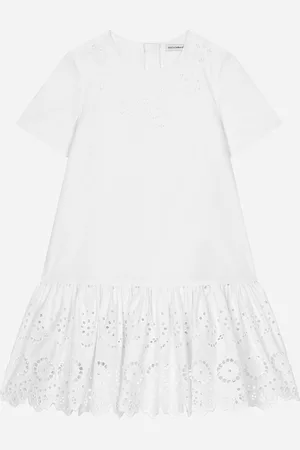 Dolce & Gabbana Abito In Popeline Con Logo Dg - Donna Abiti Bianco 2 Years
