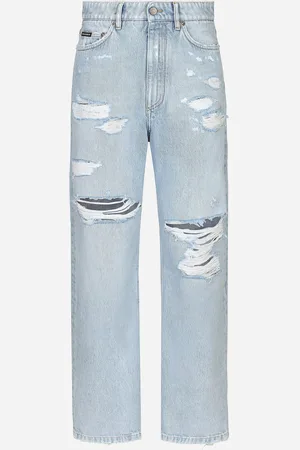 Dolce & Gabbana Jeans Boyfriend In Denim Di Cotone Con Rotture - Donna Denim Multicolore 38