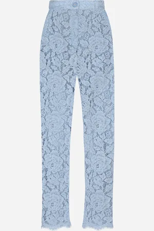 Dolce & Gabbana Pantaloni Sartoriali In Pizzo Cordonetto Floreale Logato Dg - Donna Pantaloni E Shorts 36