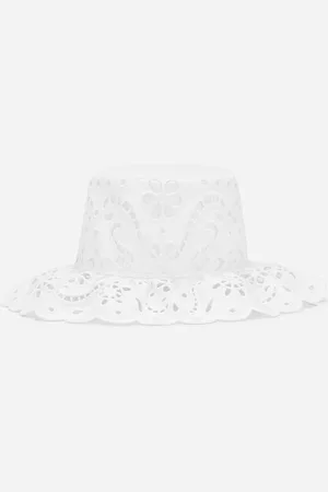 Dolce & Gabbana Cappello In Cotone Ricamo Sangallo - Donna Cappelli E Guanti Bianco 56