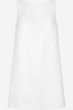 Dolce & Gabbana Abito Corto In Broccato Con Scollo Posteriore - Donna Abiti Bianco 36
