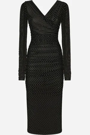 Dolce & Gabbana Abito Longuette Drappeggiato In Tulle Pois - Donna Abiti 38