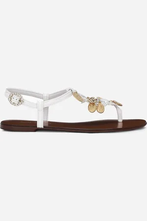 Dolce & Gabbana Infradito In Rafia Con Medagliette Votive Ricamate - Donna Flat Shoes 36