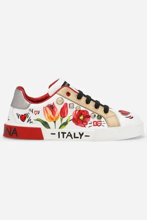 Dolce & Gabbana Sneaker Bassa Portofino Light In Pelle Di Vitello Stampato - Donna Scarpe (24-38) Bianco 28