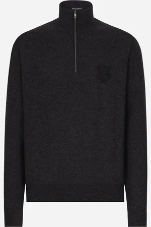 Dolce & Gabbana Maglia Collo Alto Con Zip In Cashmere - Uomo Maglieria Grigio 46