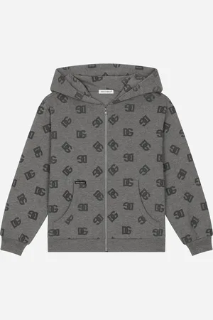 Dolce & Gabbana Felpa Con Cappuccio In Jersey Con Stampa Logo Dg - Uomo T-shirts E Felpe Grigio 2 Years