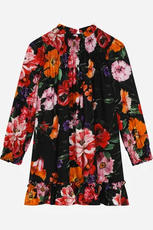 Dolce & Gabbana Abito In Vaiella Con Fiori Su Base Nera - Donna Abiti 2 Years