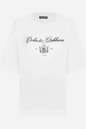 Dolce & Gabbana T-shirt In Jersey Con Lettering Logo - Donna T-shirts E Felpe Bianco 36