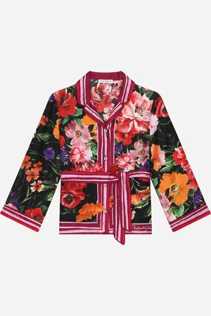 Dolce & Gabbana Camicia In Twill Con Fiori Su Base Nera - Donna Camicie E Top 6 Years
