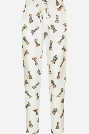 Dolce & Gabbana Pantaloni Jogging In Twill Di Seta Scacchi - Uomo Pantaloni E Shorts 48
