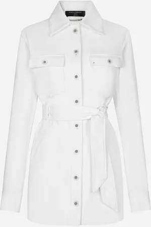 Dolce & Gabbana Giubbotto Lungo In Denim Con Cintura - Donna Denim Multicolore 42