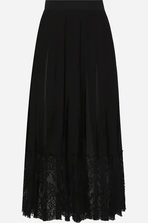 Dolce & Gabbana Gonna Longuette In Georgette Con Bordo In Pizzo - Donna Gonne Seta 36