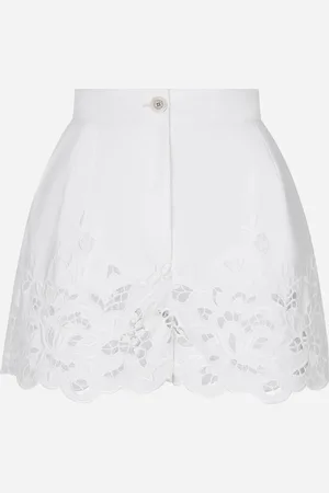 Dolce & Gabbana Shorts In Cotone Con Ricamo Cut Out - Donna Pantaloni E Shorts Bianco 36