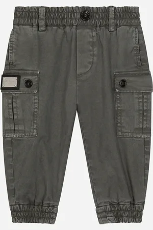 Dolce & Gabbana Pantaloni Cargo In Garbadina Con Placca Logata - Uomo Pantaloni E Shorts 9/12 Months