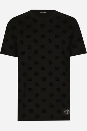 Dolce & Gabbana T-shirt In Cotone Con Stampa Dg Floccata Allover - Uomo T-shirts E Polo 46