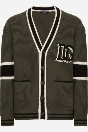 Dolce & Gabbana Cardigan In Lana Costa Inglese Con Patch Logo Dg - Uomo Maglieria M