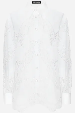 Dolce & Gabbana Camicia In Cotone Con Ricamo Intaglio Floreale - Donna Camicie E Top Bianco 36