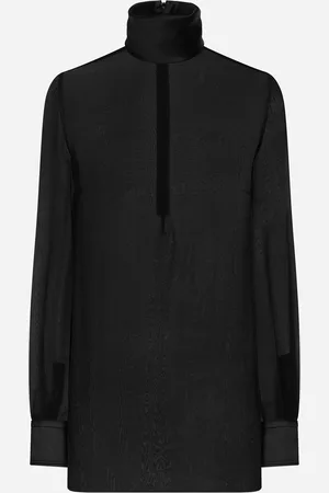 Dolce & Gabbana Blusa In Chiffon Di Seta Con Dettagli In Raso Di Seta - Donna Camicie E Top Seta 38