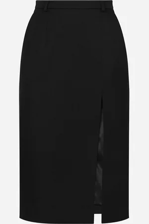 Dolce & Gabbana Gonna Longuette In Gabardina Di Lana Con Spacco - Donna Gonne 40