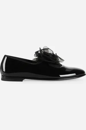 Dolce & Gabbana Pantofola In Vernice Con Fiore Applicato - Uomo Driver E Mocassini Nero 39
