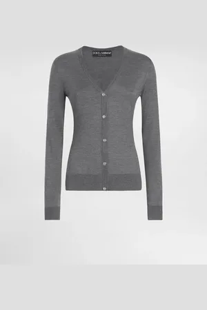 Dolce & Gabbana Cardigan A V In Seta Con Ricamo Logo Dg - Donna Maglioni E Cardigan 38