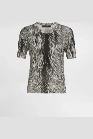 Dolce & Gabbana Maglia In Seta Stampa Pelliccia - Donna Maglioni E Cardigan 40