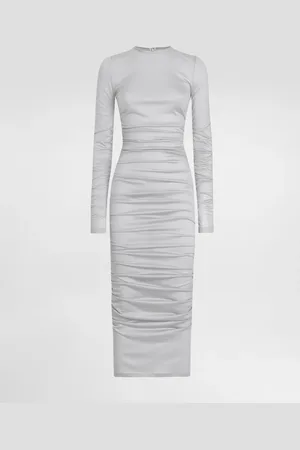 Dolce & Gabbana Abito Longuette Drappeggiato In Jersey Di Lana - Donna Abiti Grigio 42