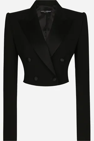 Dolce & Gabbana Giacca Tuxedo Corta Doppiopetto In Gabardina Di Lana - Donna Giacche E Blazer Lana 38