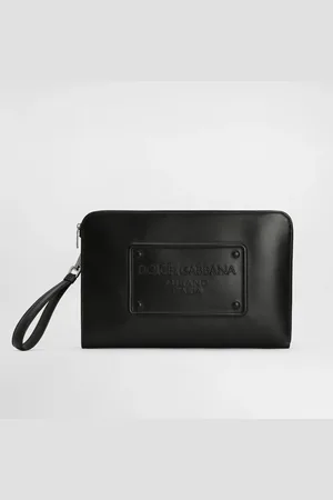 Dolce & Gabbana Pouch Grande In Pelle Di Vitello Con Logo In Rilievo - Uomo Portadocumenti E Clutch Pelle Onesize