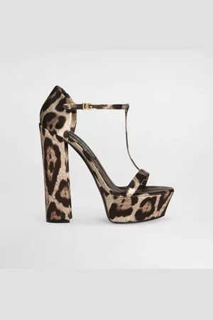 Dolce & Gabbana Sandalo In Raso Stampato - Donna Sandali E Zeppe Stampa Animalier 35.5