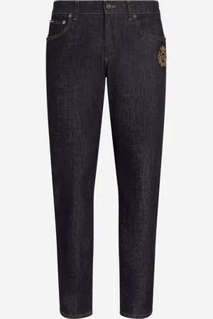 Dolce & Gabbana Jeans Slim In Cotone Stretch Con Patch - Uomo Denim Multicolore 44