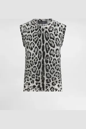 Dolce & Gabbana Canotta In Seta Leopardo - Donna Maglioni E Cardigan 36