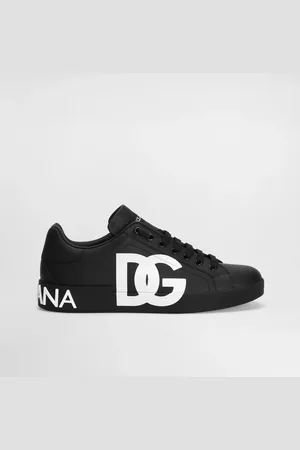 Dolce & Gabbana Sneaker Portofino In Pelle Di Vitello Nappata Con Logo Dg Stampato - Uomo Sneaker Nero Pelle 39