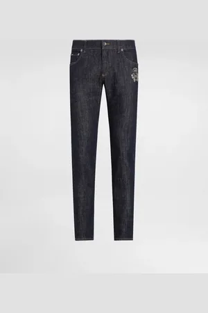 Dolce & Gabbana Jeans Skinny In Cotone Stretch Con Patch - Uomo Denim Multicolore 54