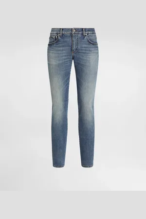 Dolce & Gabbana Jeans Skinny In Cotone Stretch Con Placca - Uomo Denim Multicolore 44