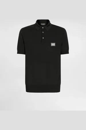 Dolce & Gabbana Maglia Polo In Lana Con Placca Logata - Uomo Maglieria Lana 44