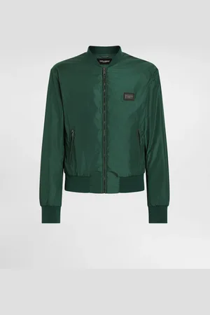 Dolce & Gabbana Giubbotto Nylon Con Placca Logata - Uomo Cappotti E Giubbotti Verde Tessuto 44