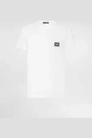 Dolce & Gabbana T-shirt Cotone Con Placca Logata - Uomo T-shirts E Polo Bianco Cotone 46