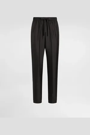 Dolce & Gabbana Pantalone Jogging In Seta Con Patch Ricamo Dg - Uomo Pantaloni E Shorts Seta 44