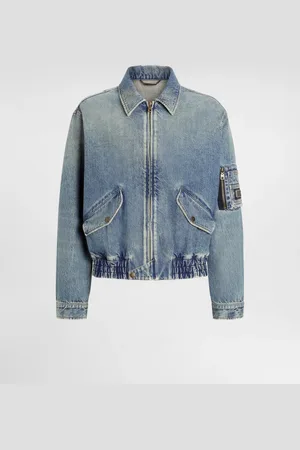 Dolce & Gabbana Bomber Jeans In Cotone Con Placca - Uomo Denim Multicolore 48