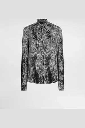 Dolce & Gabbana Camicia In Charmeuse Con Fiocco Stampa Pelliccia - Donna Camicie E Top 40