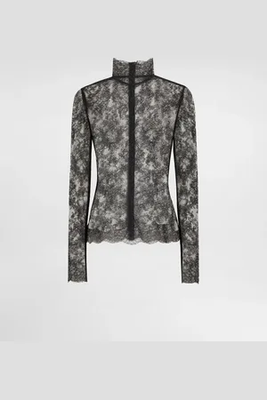 Dolce & Gabbana Top Collo Alto In Pizzo Floreale - Donna Camicie E Top Multicolore 36