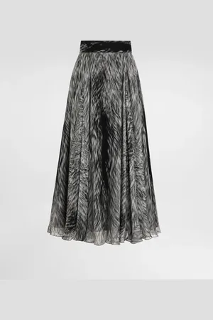 Dolce & Gabbana Gonna Longuette A Ruota In Chiffon Stampa Pelliccia - Donna Gonne 38