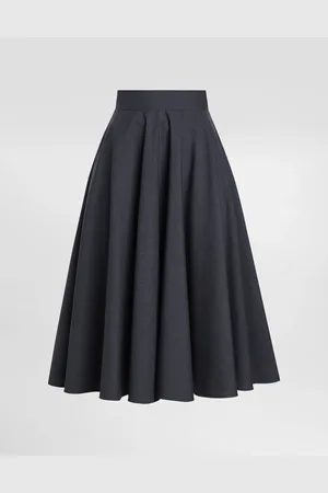 Dolce & Gabbana Gonna Longuette A Ruota In Tela Di Lana - Donna Gonne Grigio 40