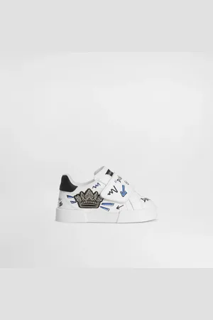 Dolce & Gabbana Sneakers Portofino Light In Pelle Di Agnello Stampata - Uomo Scarpe Primi Passi (19-26) Bianco 19