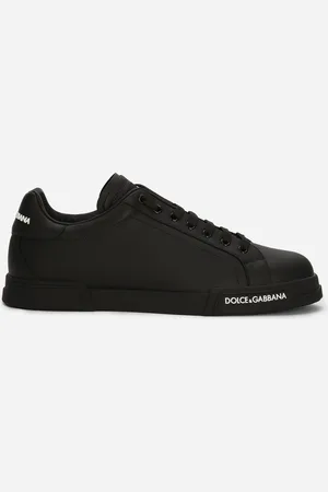 Dolce & Gabbana Sneaker Portofino In Vitello Nappato - Uomo Sneaker Nero Pelle 44