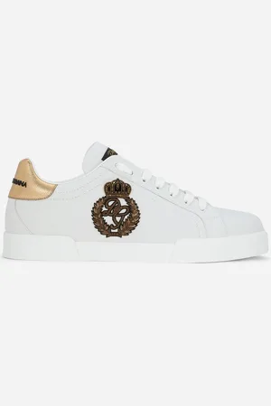 Dolce & Gabbana Sneakers Portofino In Vitello Nappato Con Patch Corona - Uomo Sneaker Bianco Pelle 39